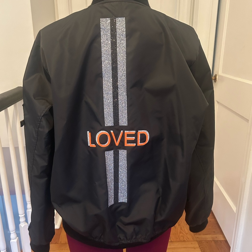 Hipchik couture black nylon bomber style jacket